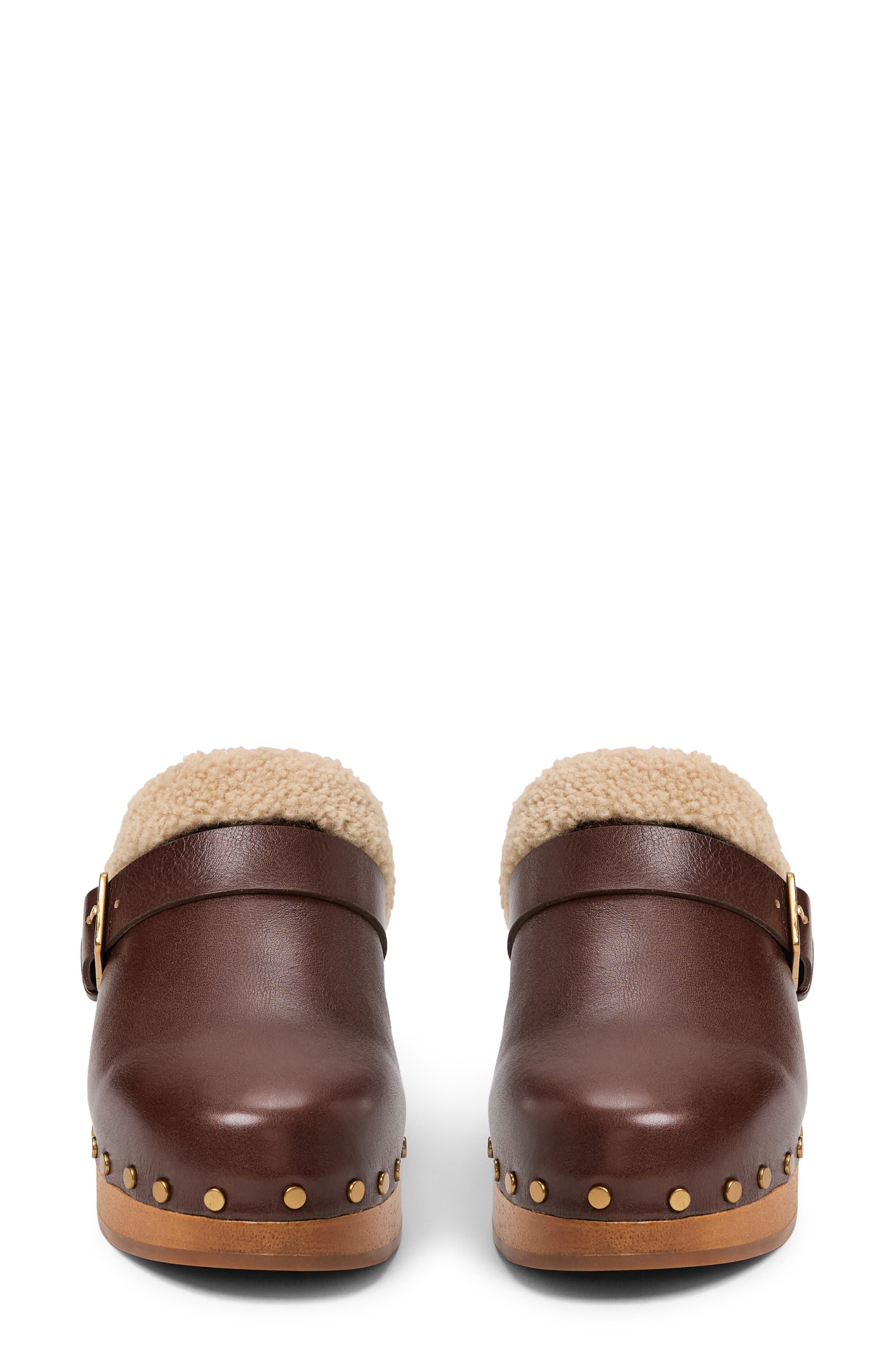Helena Faux Shearling Clog, Alternate, color, AUBURN