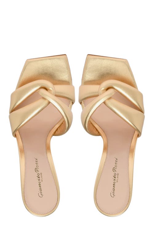Gianvito Rossi Love Knot Metallic Square Toe Mules In Gold