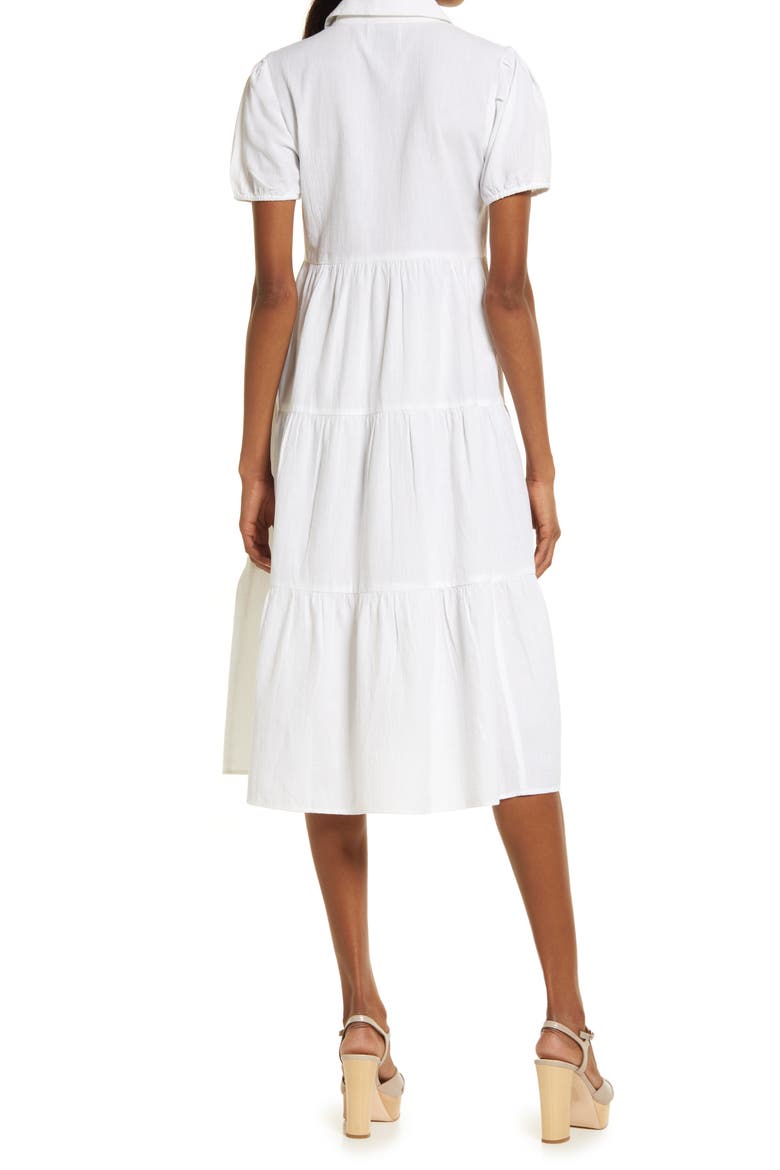 Bella Tiered Cotton Shirtdress, Alternate, color, WHITE