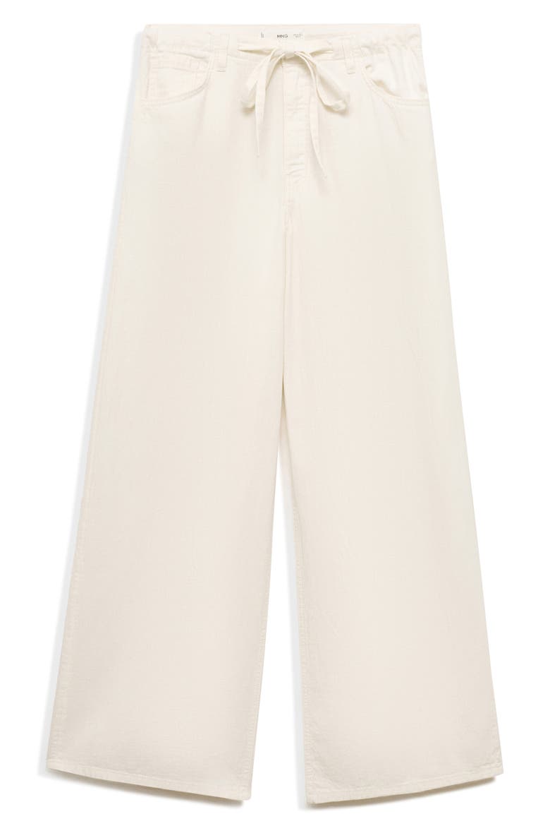 Drawstring Cotton & Linen Wide Leg Pants, Alternate, color, ECRU