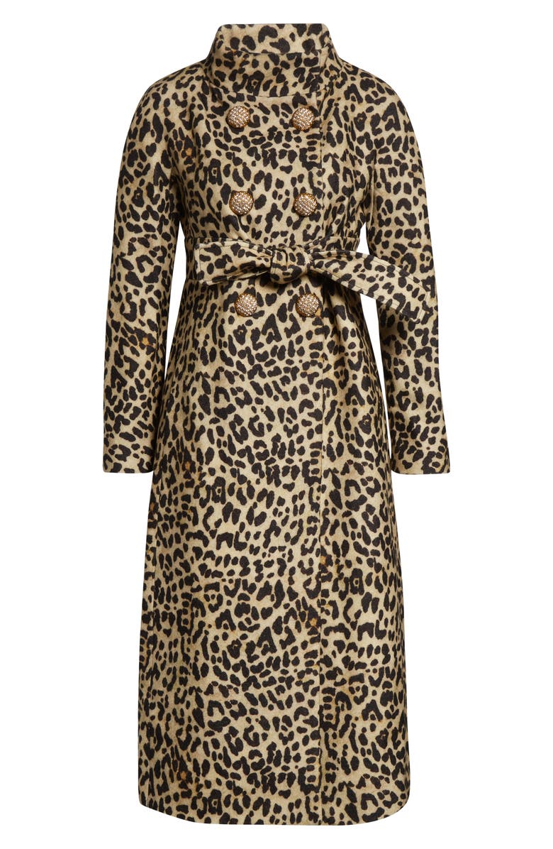 Valentino Garavani Leopard Print Wool Coat, Main, color, Beige Multi