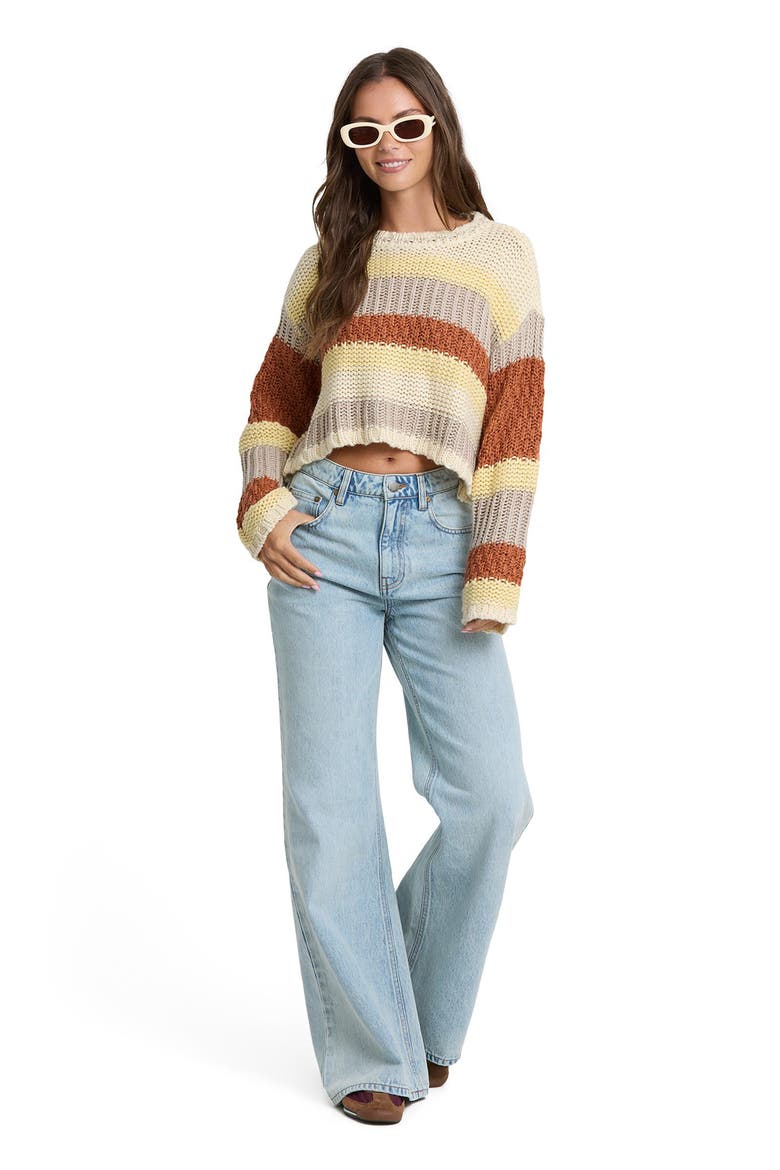 Mix Up Striped Cropped Sweater, Alternate, color, COBBLESTONE
