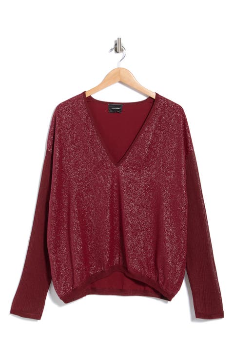 Metallic V-Neck Sweater