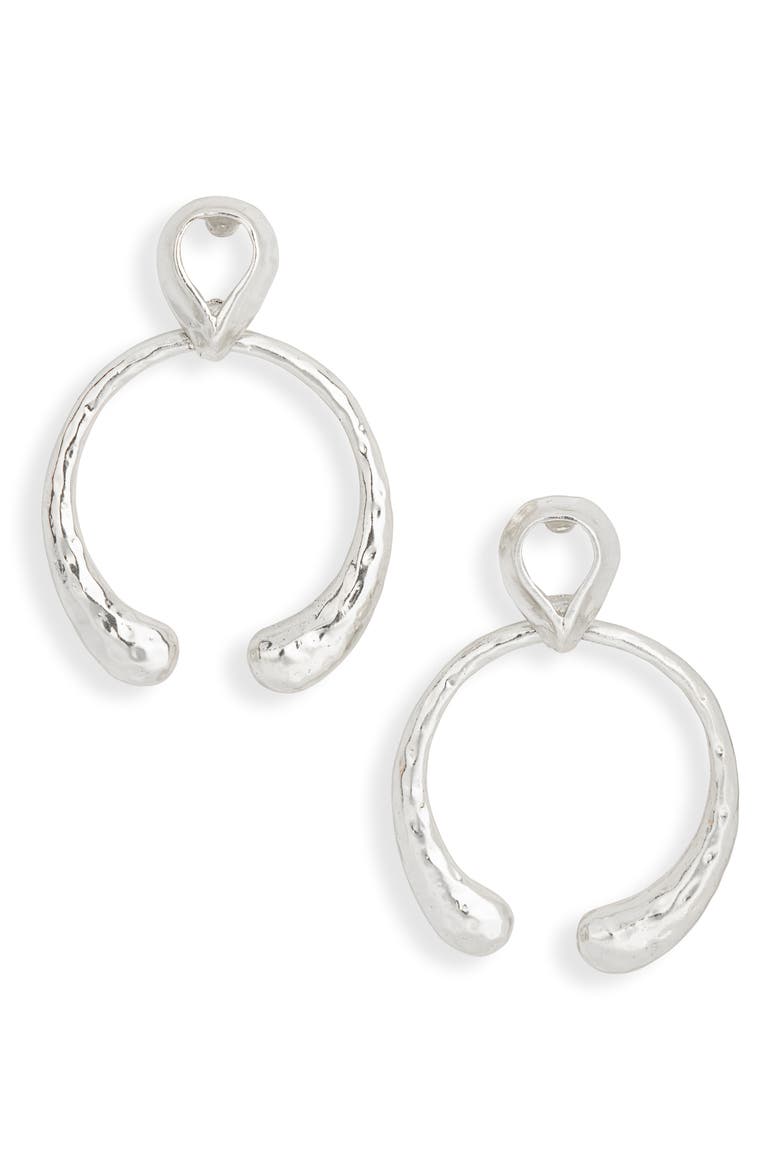 Hammered Circle Teardrop Earrings, Main, color, SILVER