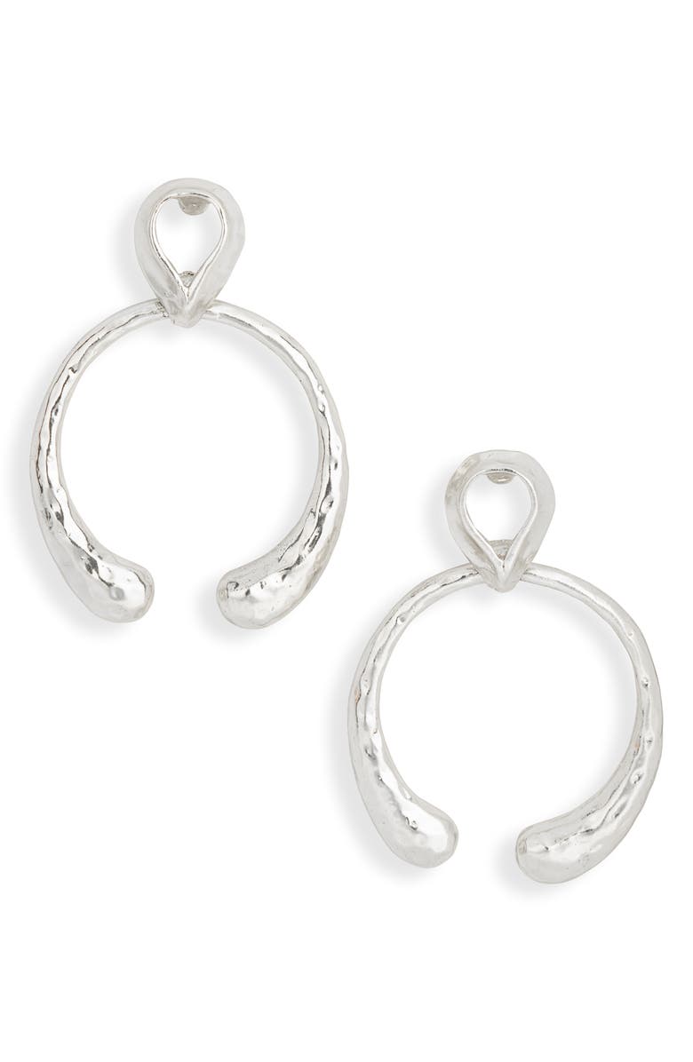 Karine Sultan Hammered Circle Teardrop Earrings, Main, color, Silver