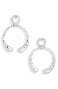 Hammered Circle Teardrop Earrings