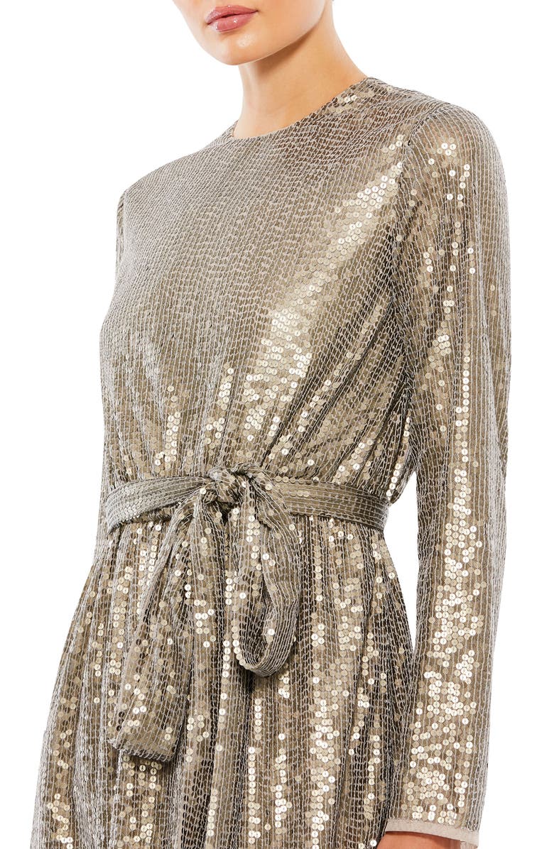 Mac Duggal Sequin Embellish Long Sleeve High Neck Mini Dress, Alternate, color, 
