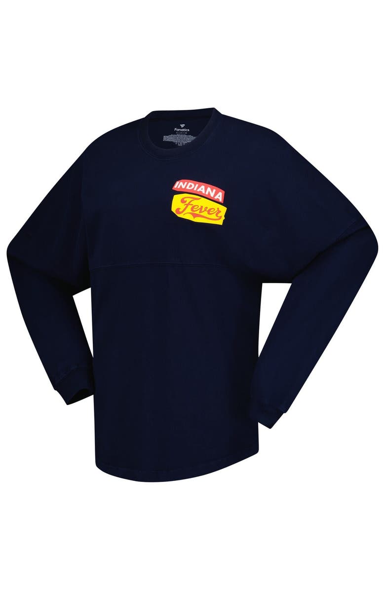 SPIRIT JERSEY Women
s Spirit Jersey Navy Indiana Fever Patches Oversized Long Sleeve T-Shirt, Alternate, color, Navy
