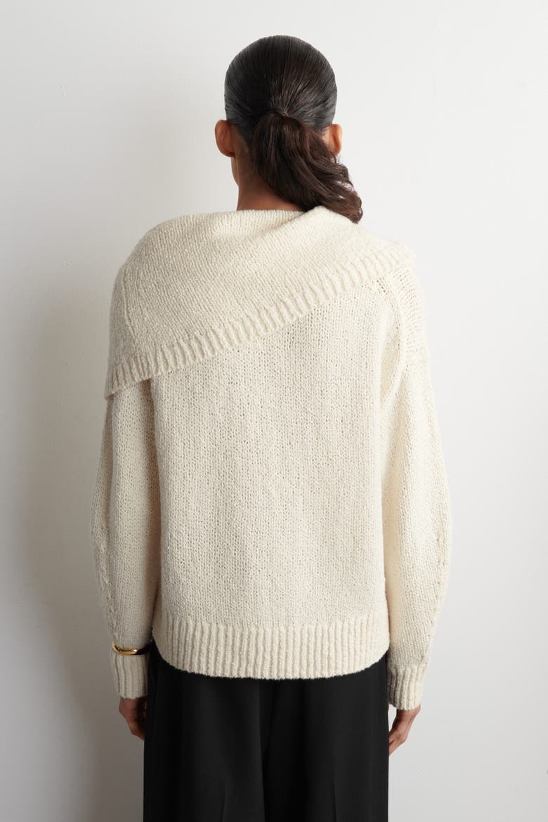 Layered Shawl Merino-Cashmere Sweater, Alternate, color, WHITE
