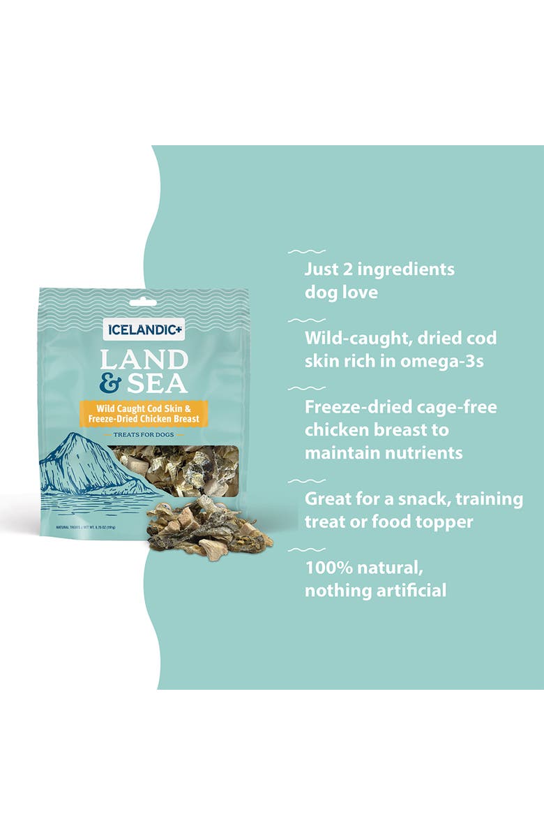 ICELANDIC+ Land 
Sea Wild Caught Cod Skin 
Freezedried Chicken Breast, Alternate, color, Multicolored