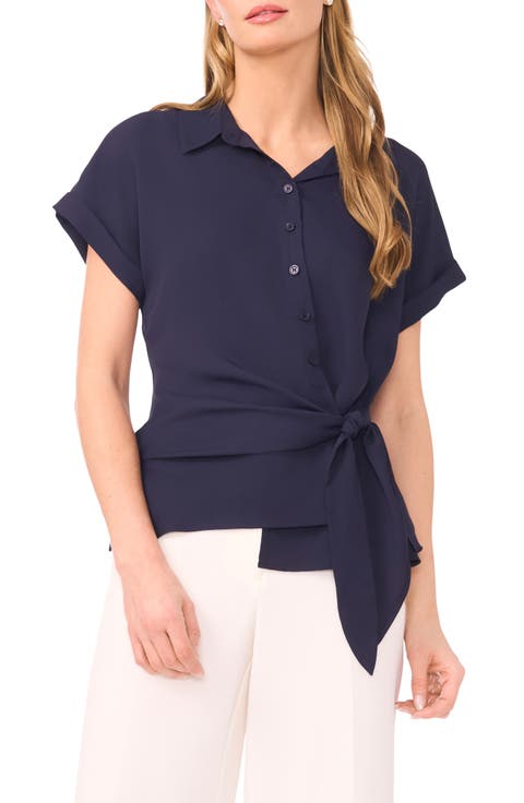 Asymmetric Tie Front Shirt