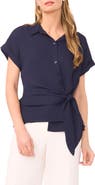 Halogen® Asymmetric Tie Front Shirt