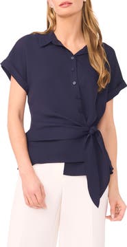 Halogen® Asymmetric Tie Front Shirt