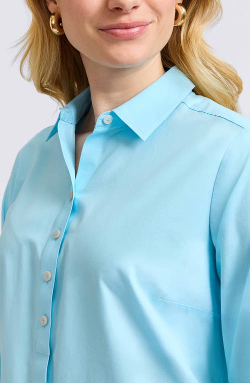 Foxcroft Madison Popover Cotton Oxford Shirt In Soft Aqua