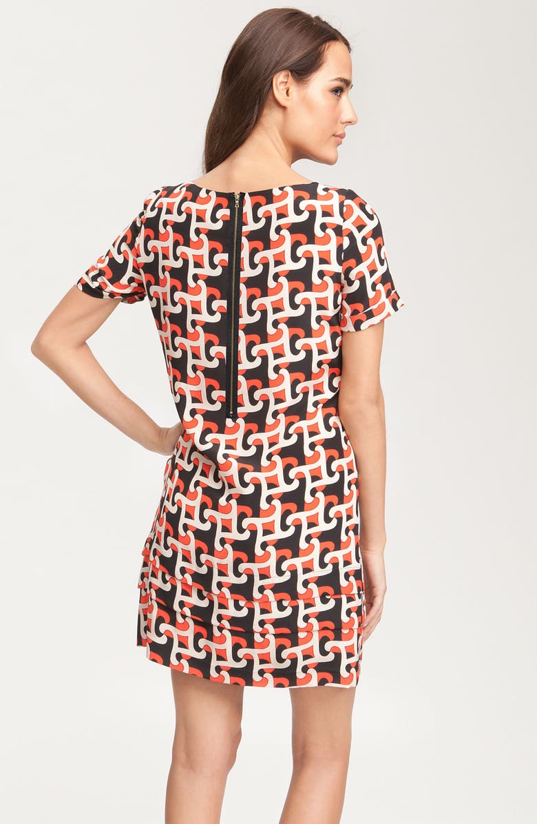 Julie Dillon Pleat Detail Crêpe de Chine Shift Dress, Alternate, color, 