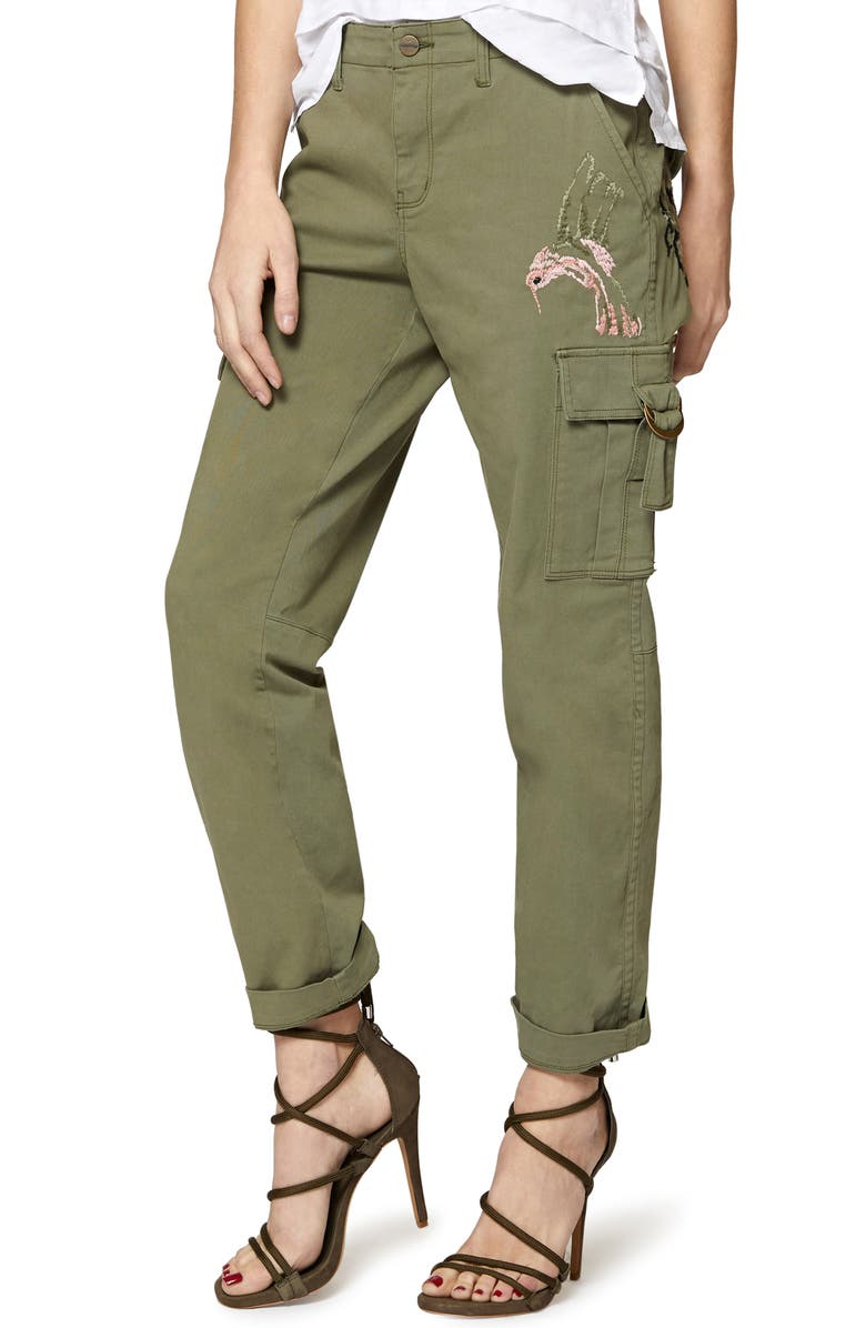 Sanctuary Legionnaire with Hummingbird Embroidery Pants, Main, color,