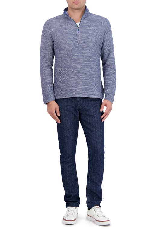 Robert Graham Ledson Space Dye Quarter Zip Top In Blue