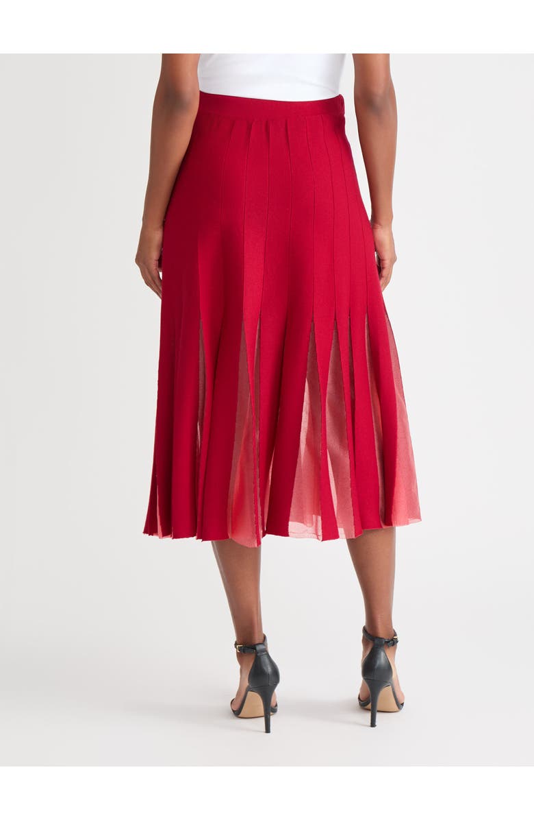 Misook A-Line Sheer Panel Soft Knit Maxi Skirt, Alternate, color, Scarlet Red
