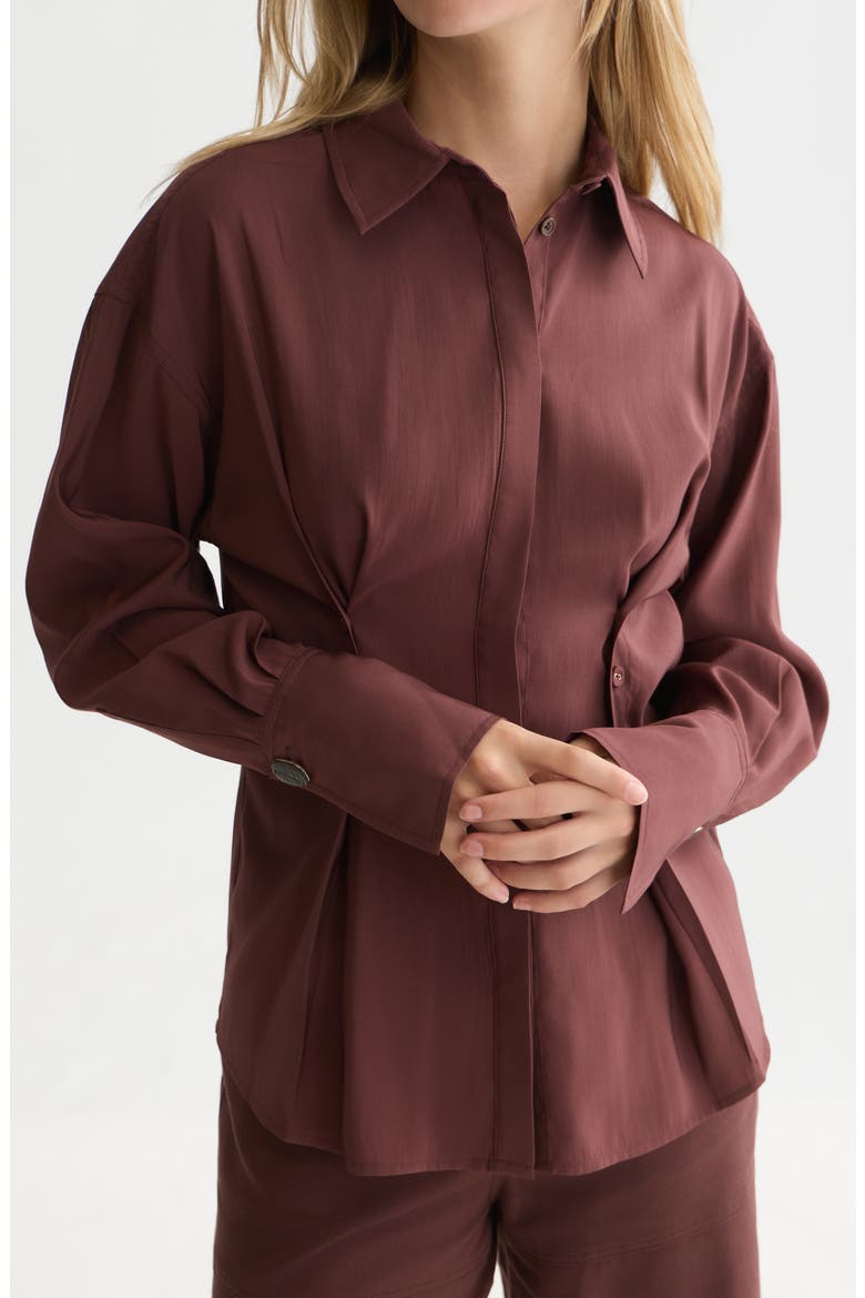 Button Waist Shirt, Alternate, color, BITTER CHOCOLATE