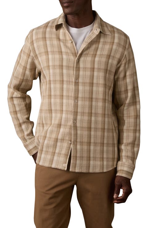 Plaid Waffle Button-Up Shirt