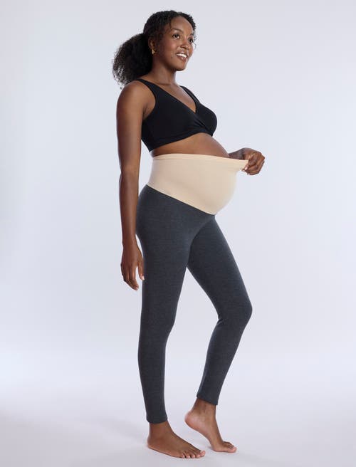 Motherhood Maternity Secret Fit Over The Belly Coated Full Length Legging In Charcoal