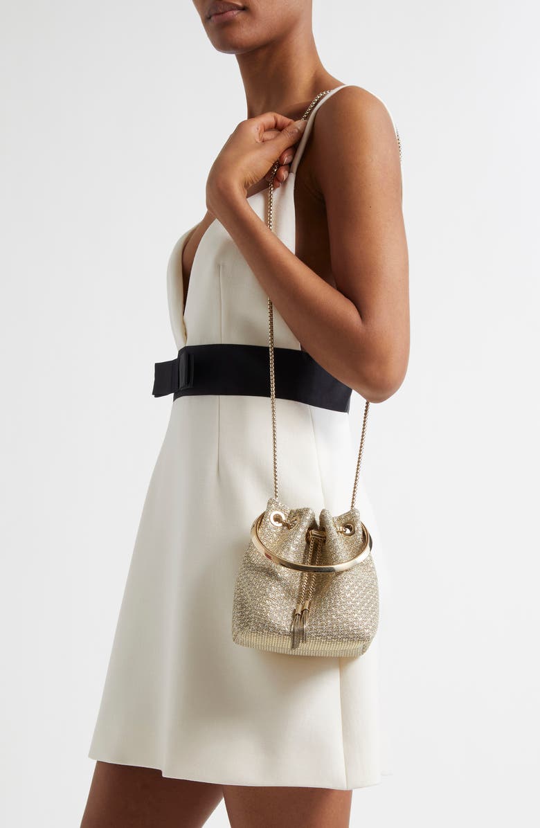 Jimmy Choo Bon Bon Woven Metallic Top Handle Bag, Alternate, color,