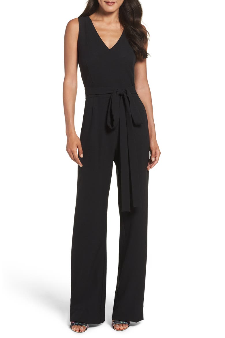 KORS CREPE TANK JUMPSUIT W HAR, Main, color, BLACK