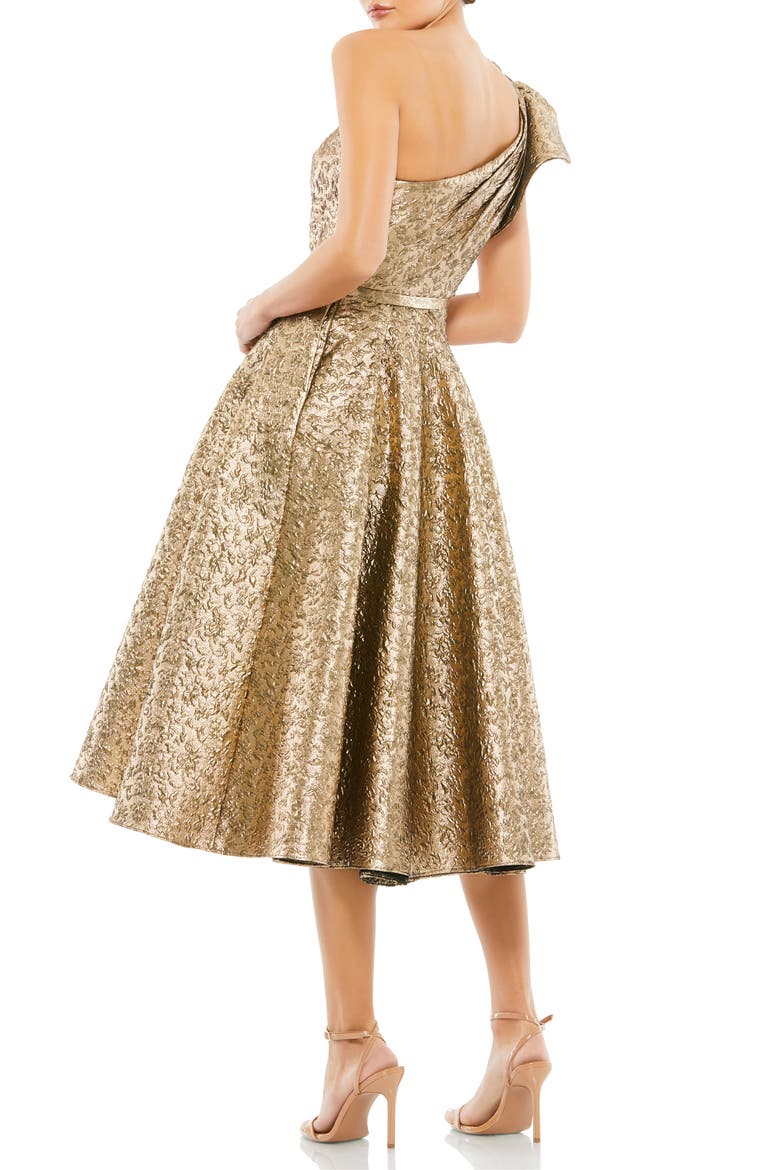 One Shoulder Bow Midi Dress, Alternate, color, ANTIQUE BRONZE
