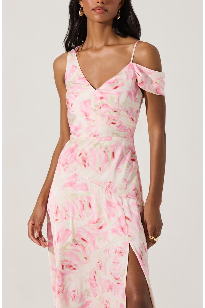 Floral Asymmetric Dress, Alternate, color, PINK WATERCOLOR FLORAL