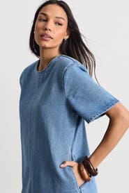 Warehouse Denim Side Split Midi Dress