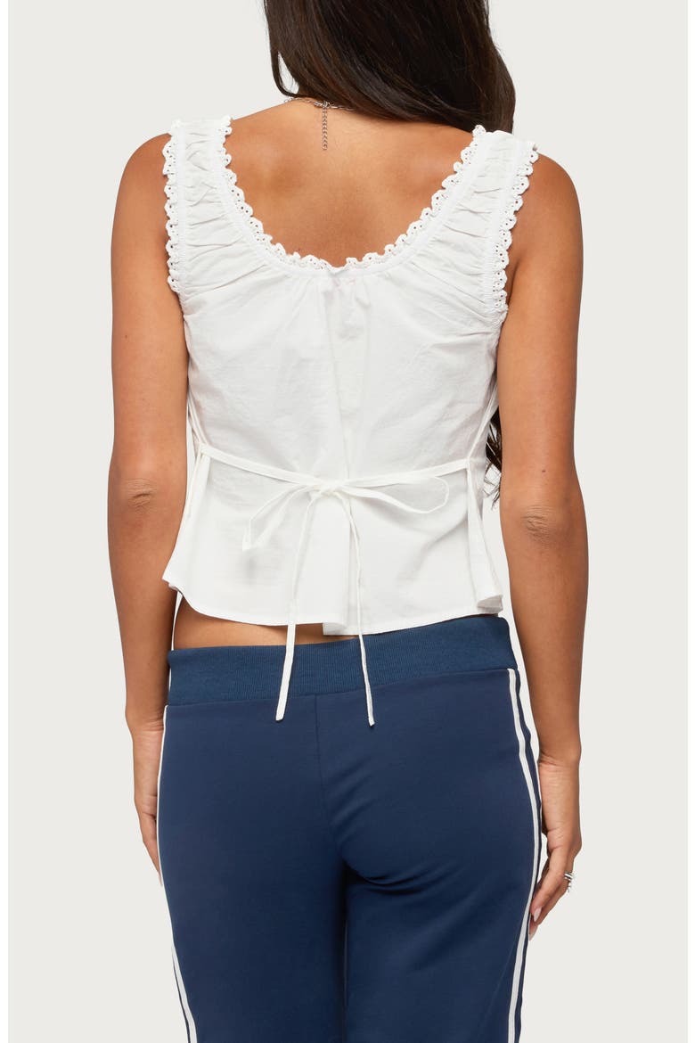 Edyth Tie Front Cotton Tank, Alternate, color, WHITE