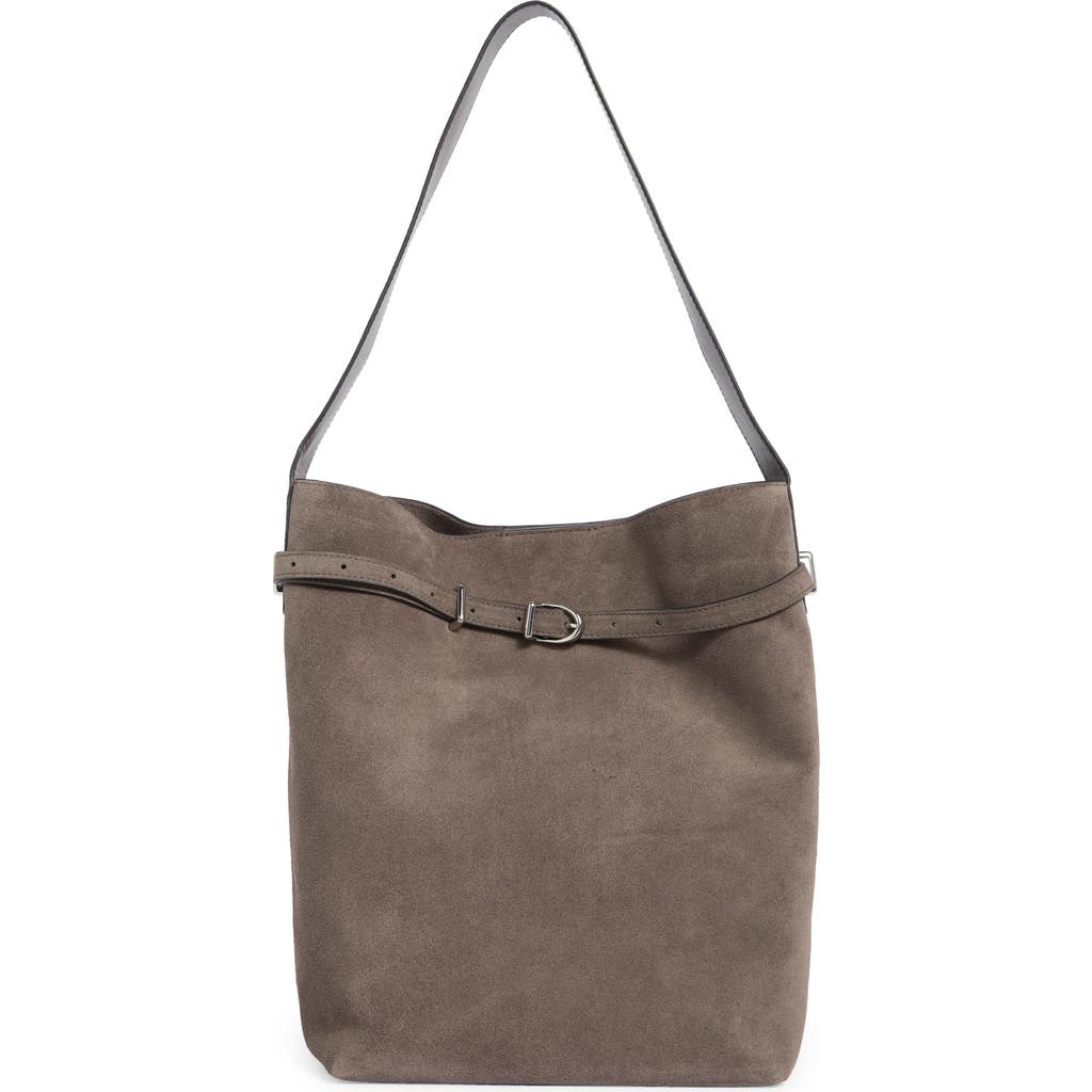 Madewell The Essential Belted Suede Bucket Tote in Coastal Granite at Nordstrom Rack