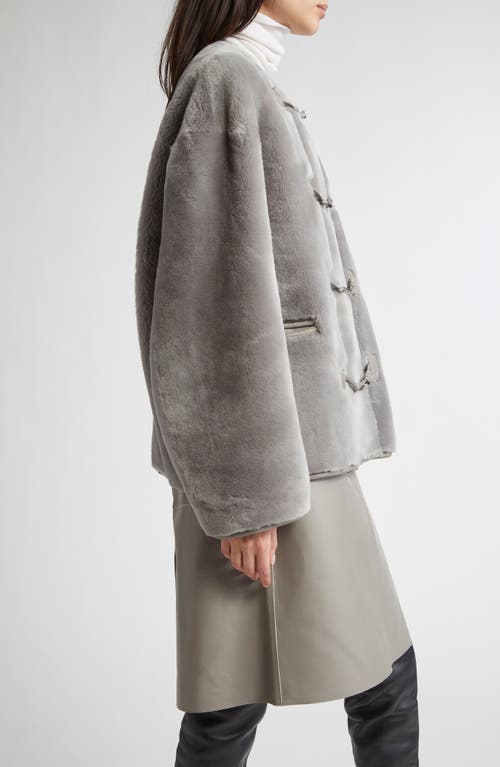 Totême Toteme Teddy Genuine Shearling Clasp Jacket In Gray