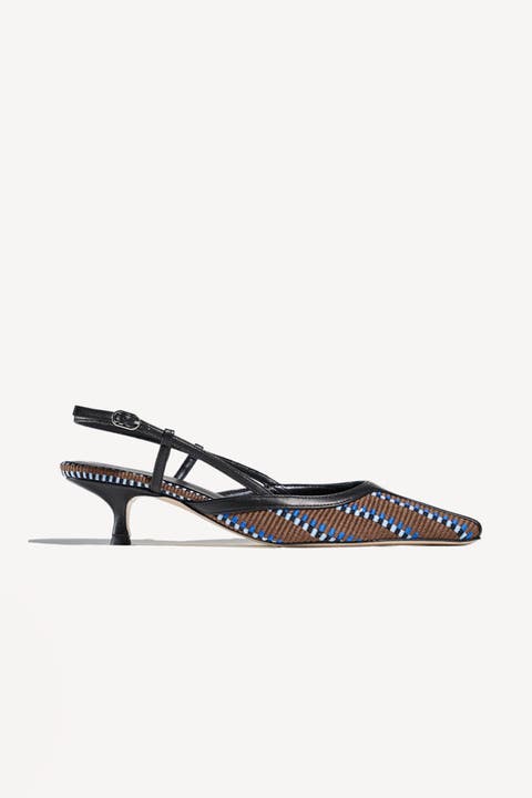 Malva Pointed Toe Kitten Slingback Pumps