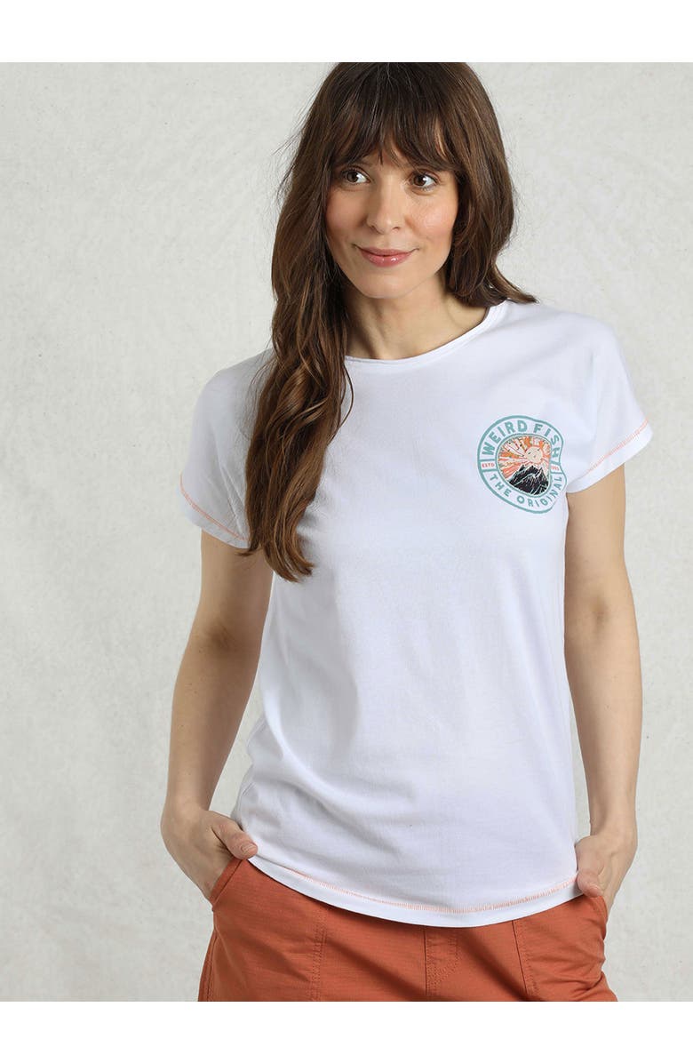 Weird Fish Sunset Summit Back Print Graphic T-Shirt, Main, color, White