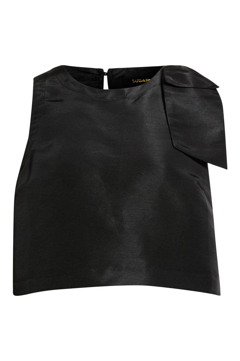 Hestia Caryn Bow Shoulder Sleeveless Top, Alternate, color, BLACK