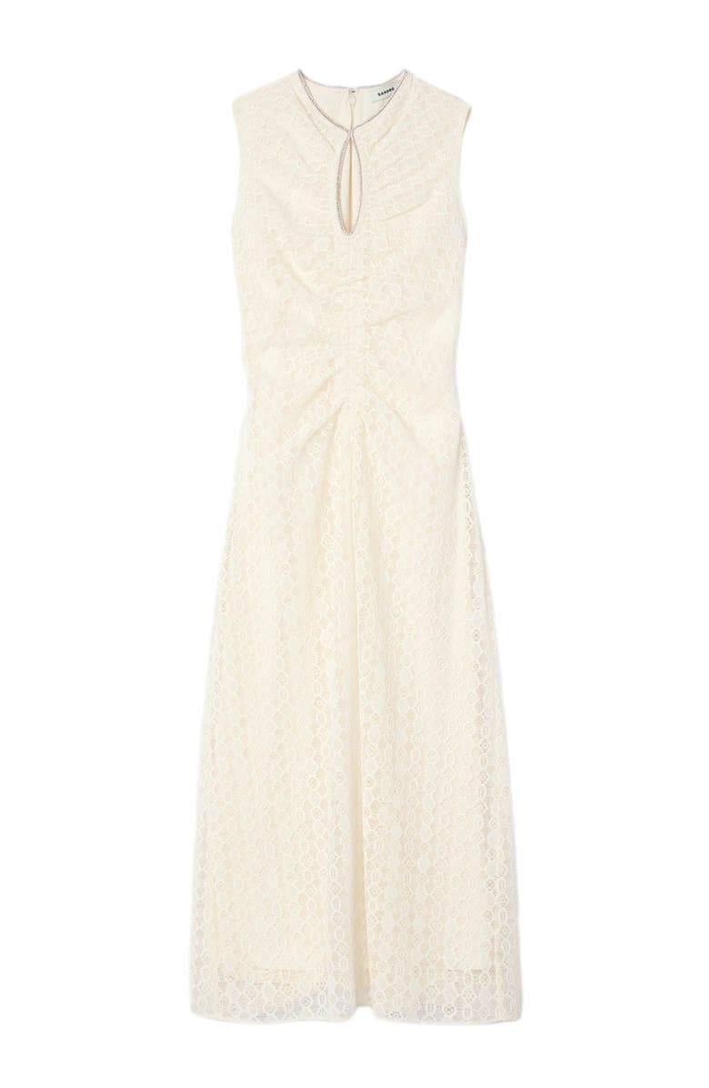 SANDRO Lace Keyhole Maxi Dress, Alternate, color, Ecru