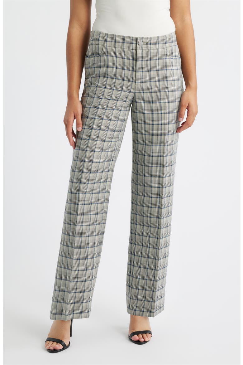 High Waist Check Pants, Main, color, BLUE CARBON MULTI