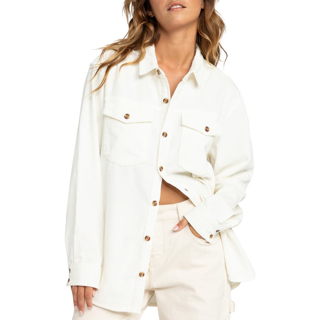 Roxy Let Go Corduroy Button-up Shirt In White