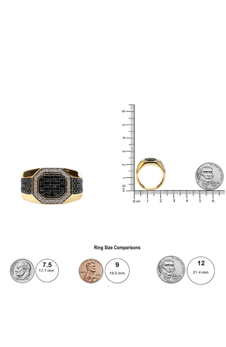 Haus of Brilliance Men's 10K Yellow Gold 1 1/4 Cttw White and Treated Black Diamond Octagonal Halo Band Ring, Alternate, color, Yellow