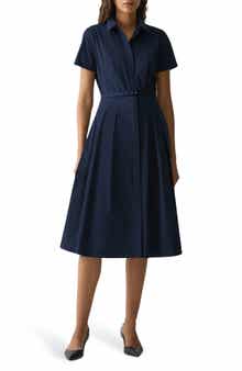Theory Belted Cotton Blend Shirtdress