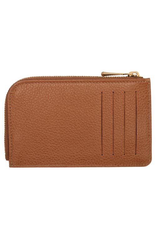 Longchamp Le Foulonné Leather Cardholder In Caramel