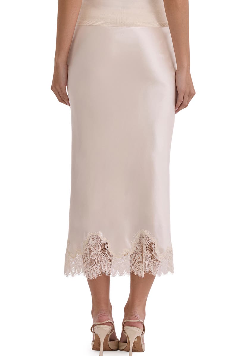 HOUSE OF CB Ciara Satin & Lace Midi Skirt, Alternate, color, Vintage Cream