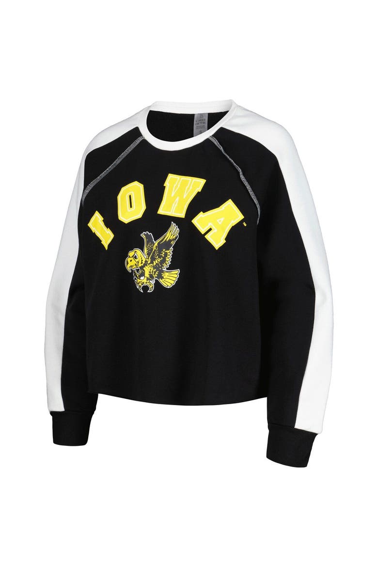 Women's Gameday Couture Black Iowa Hawkeyes Blindside Raglan Cropped Pullover Sweatshirt, Alternate, color, Black
