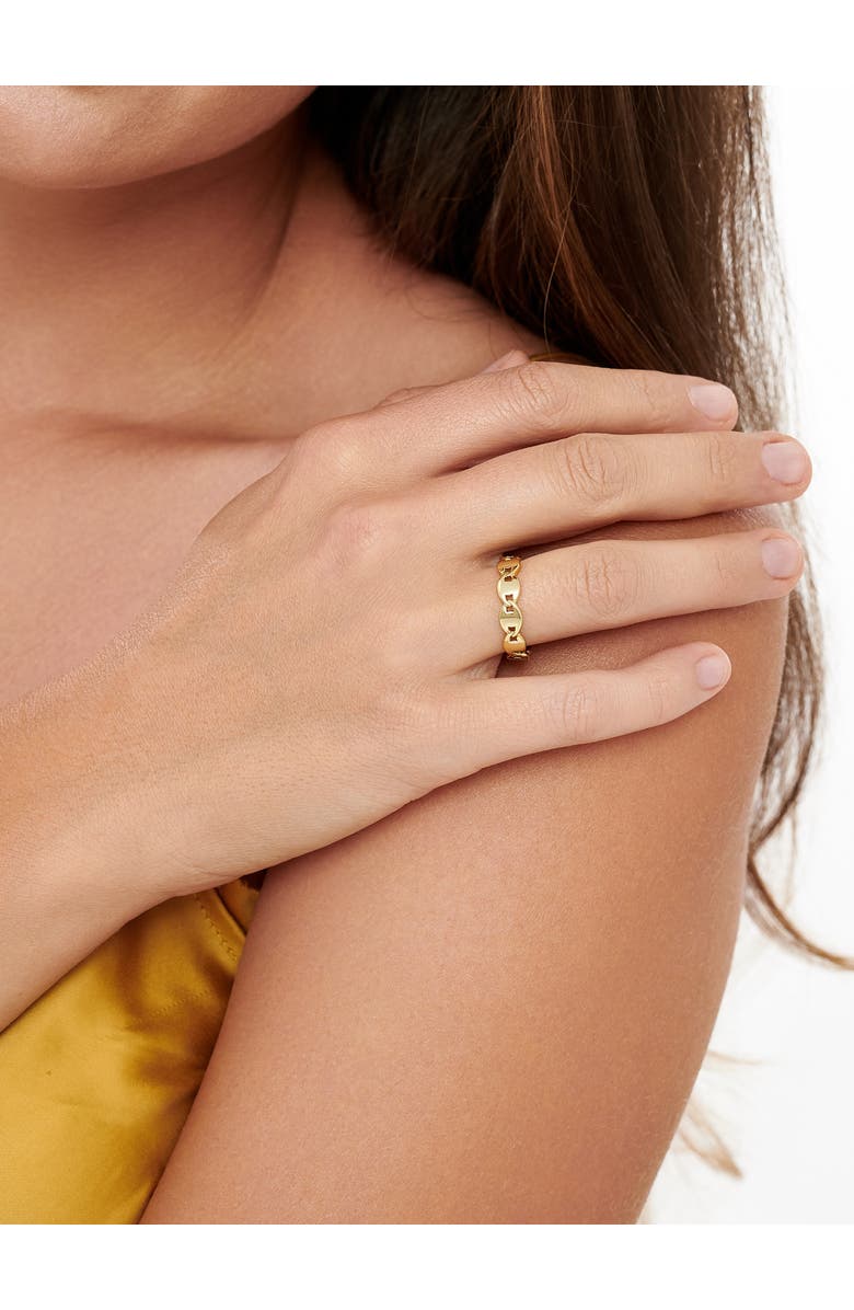 DEVATA Mariner Anchor Eternity Ring in Gold Plated Sterling Silver, Alternate, color, Yellow Gold