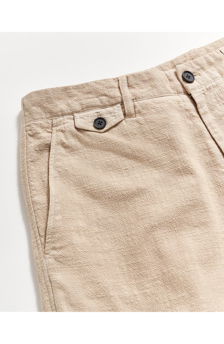 Billy Reid Flat Front Textured Cotton Shorts, Alternate, color, Khaki