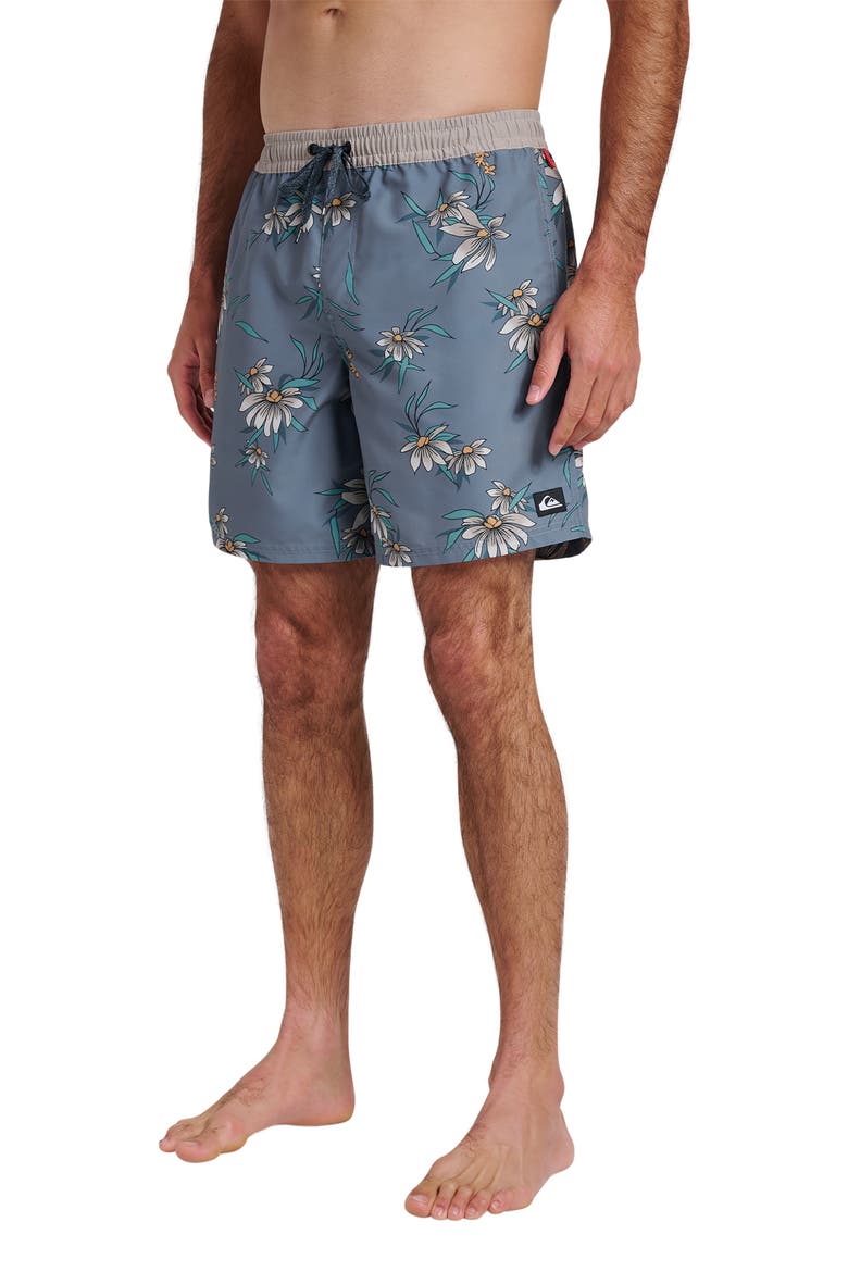 Everyday Water Repellent Coastal Flora Volley 6-Inch Swim Trunks, Alternate, color, CHINA BLUE