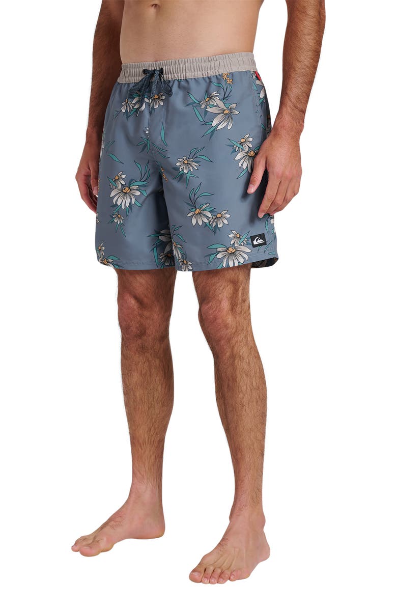 Quiksilver Everyday Water Repellent Coastal Flora Volley 6-Inch Swim Trunks, Alternate, color, China Blue