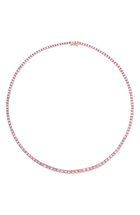 18k Rose Gold Graduated Pink Sapphire Necklace