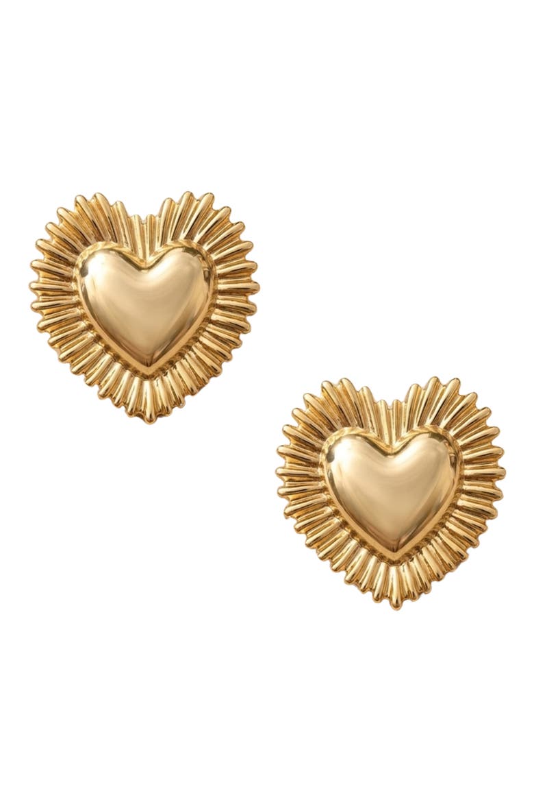 Oversize Puffy Heart Statement Earrings, Alternate, color, GOLD